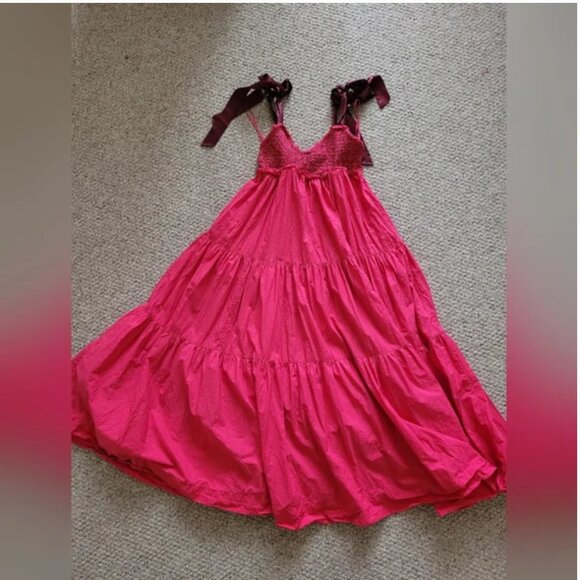 Free People Bluebell Maxi Dress in Sangria Sunset Pink Cotton size M - Picture 6 of 8